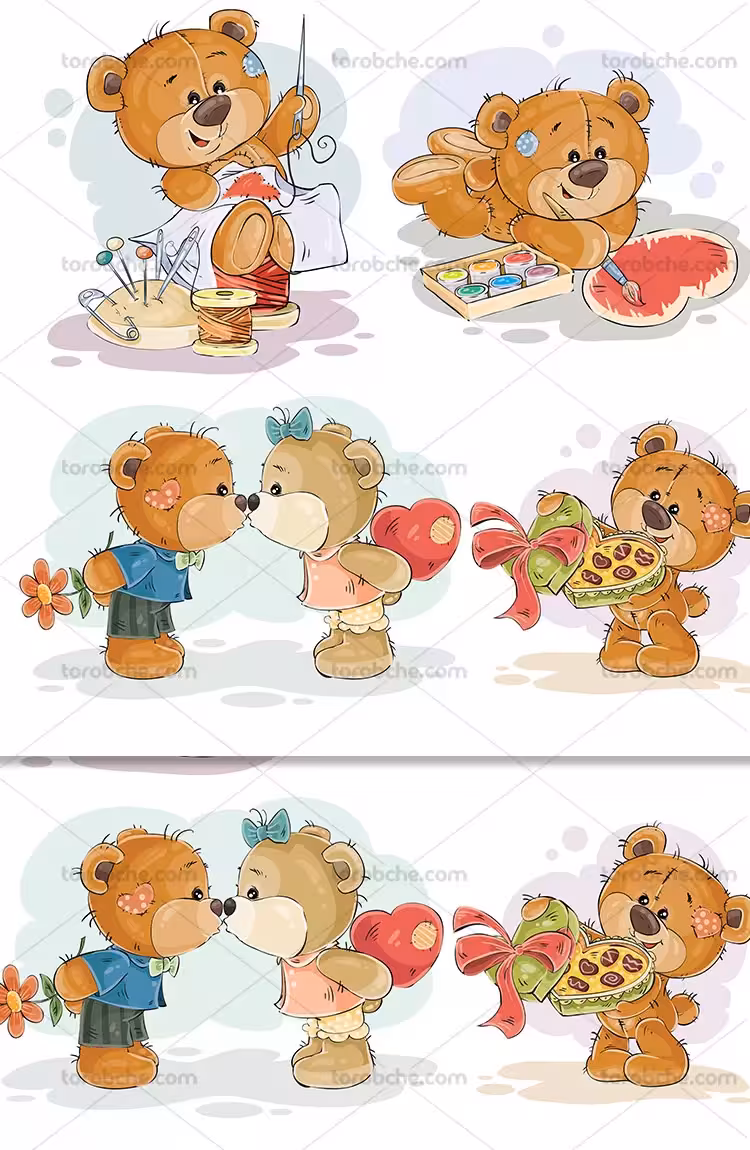 وکتور خرس فانتزی و عاشقانه | گرافیک با طعم تربچه