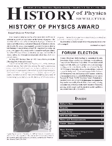 خرید و دانلود نسخه کامل کتاب History of Physics Newsletter