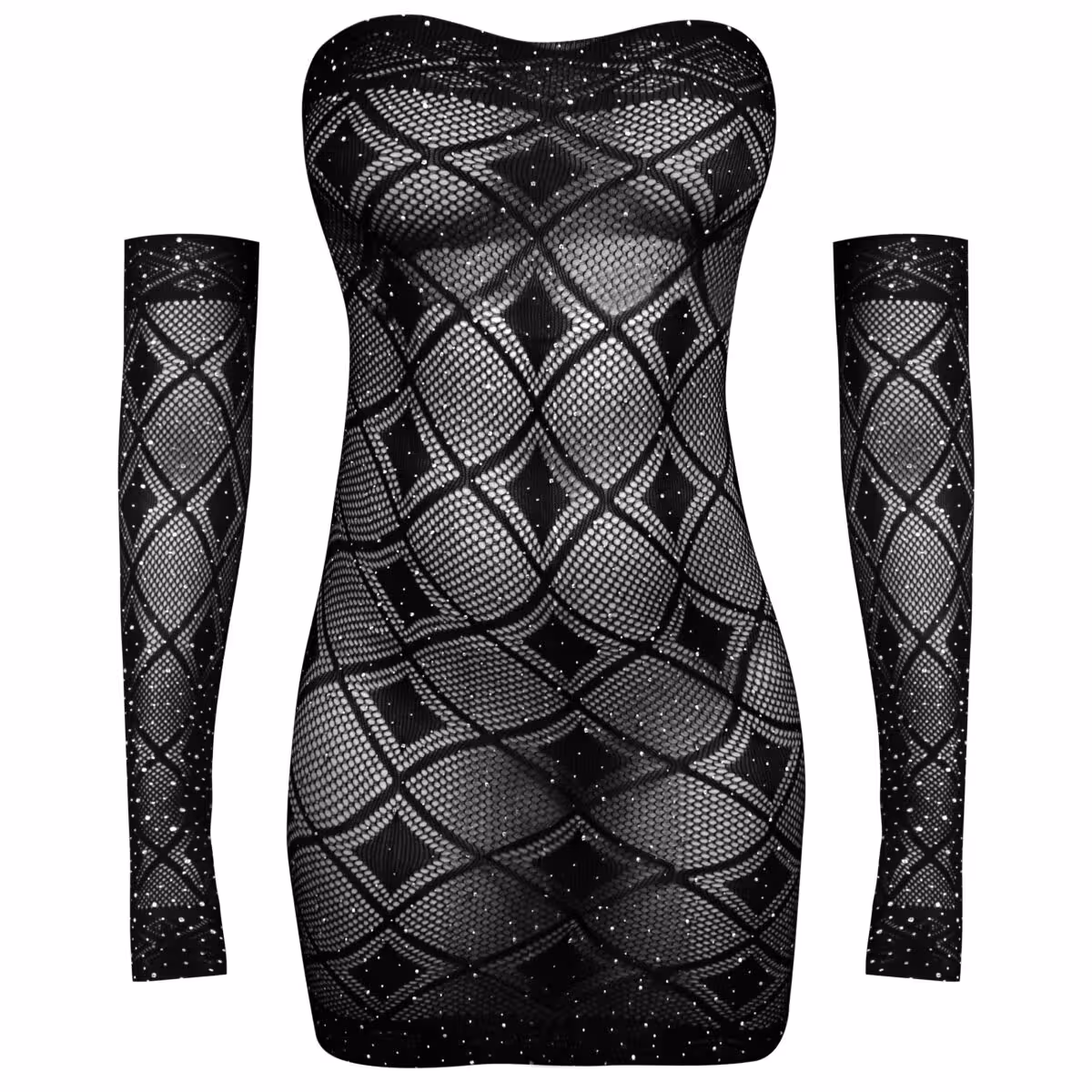 سرهمی فانتزی نگین دار زنانه مشکی کد 4860-7164 به همراه دستکش