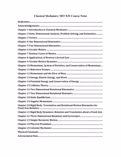 خرید و دانلود نسخه کامل کتاب Classical Mechanics: MIT 8.01 Course Notes