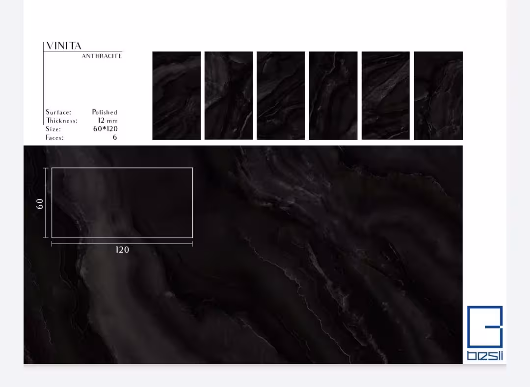 سرامیک بسلی Vinita Anthracite وینیتا آنترازیت 120*60