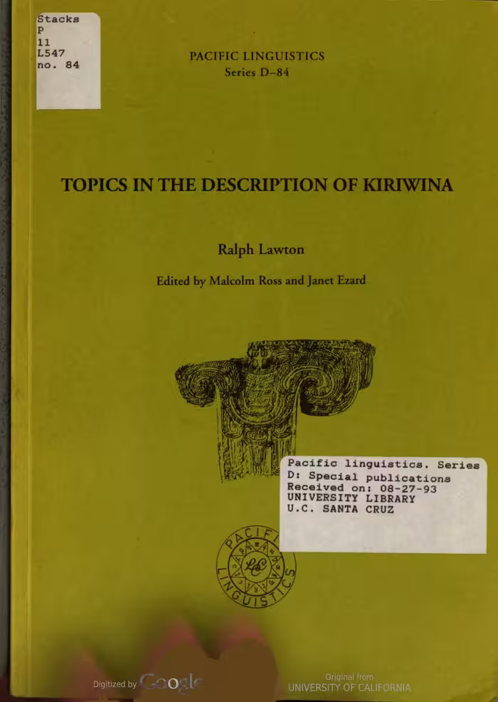 خرید و دانلود نسخه کامل کتاب Topics in the Description of Kiriwina