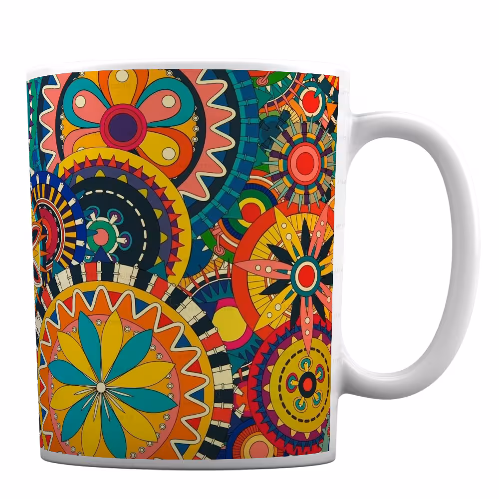 ماگ سرامیکی با عکس گل های رنگارنگ فانتزی کد M14