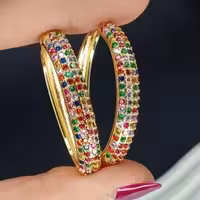 گوشواره بیضی نگین چند رنگ مارک fashion