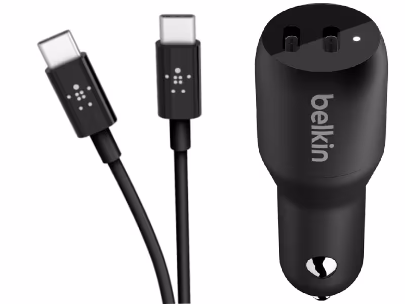 شارژر فندکی فست شارژ بلکین مدل CCB0033 بهمراه کابل دو سر تایپ سی