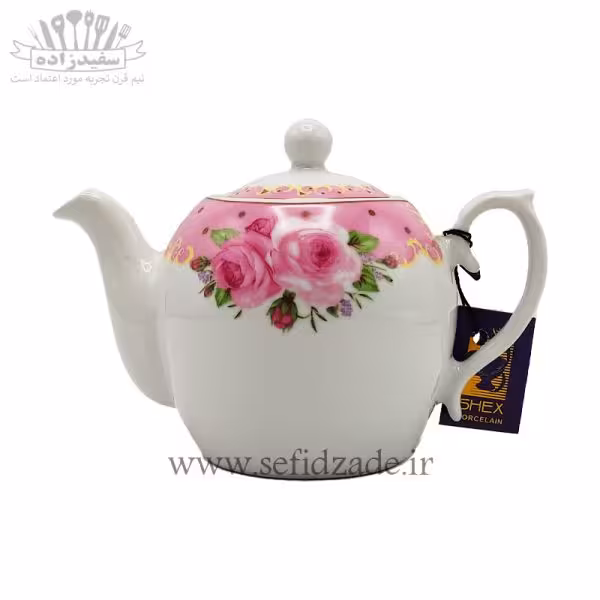 قوری چینی شکس (SHEX) مدل مجید گل صورتی 1000ml