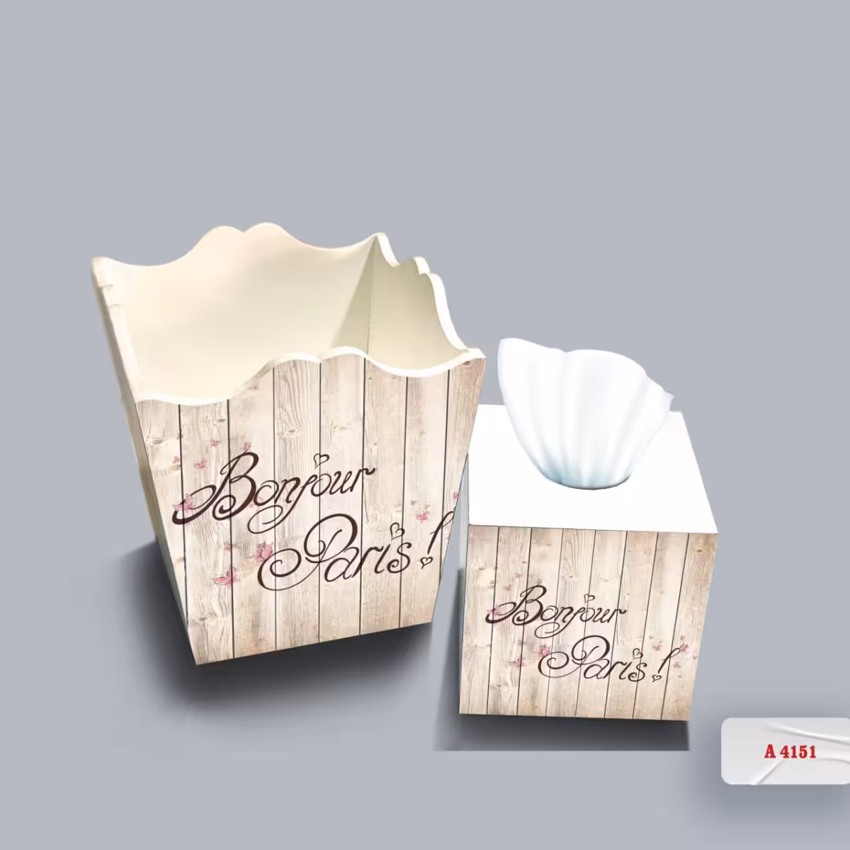 ست سطل و جا دستمال چوبی کودک طرح دختر جذاب کد A4151