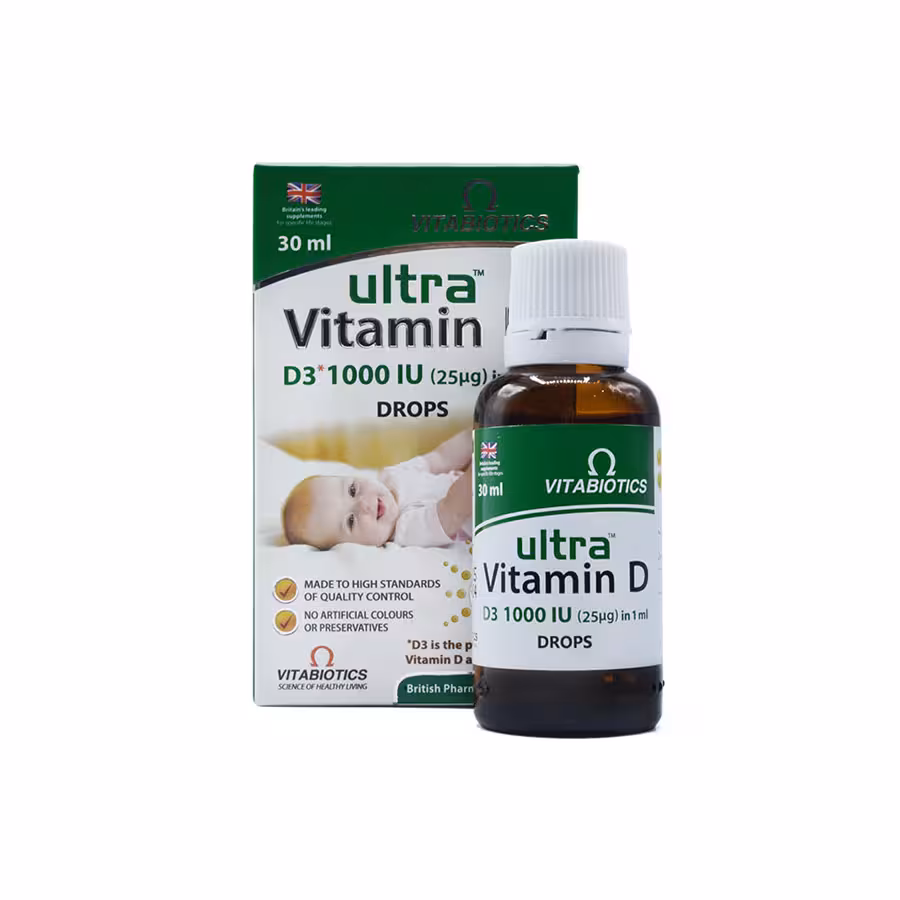 قطره خوراکی اولترا ویتامین D3 1000 ویتابیوتیکس 30 میلی لیتر
