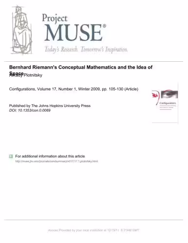 خرید و دانلود نسخه کامل کتاب Bernhard Riemann&#039;s Conceptual Mathematics and the Idea of Space