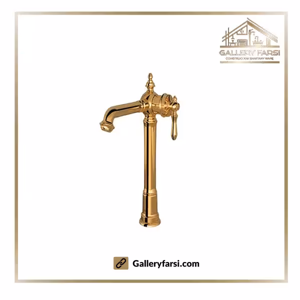شیر روشویی شودر پایه بلند مدل بیزانس طلا براق