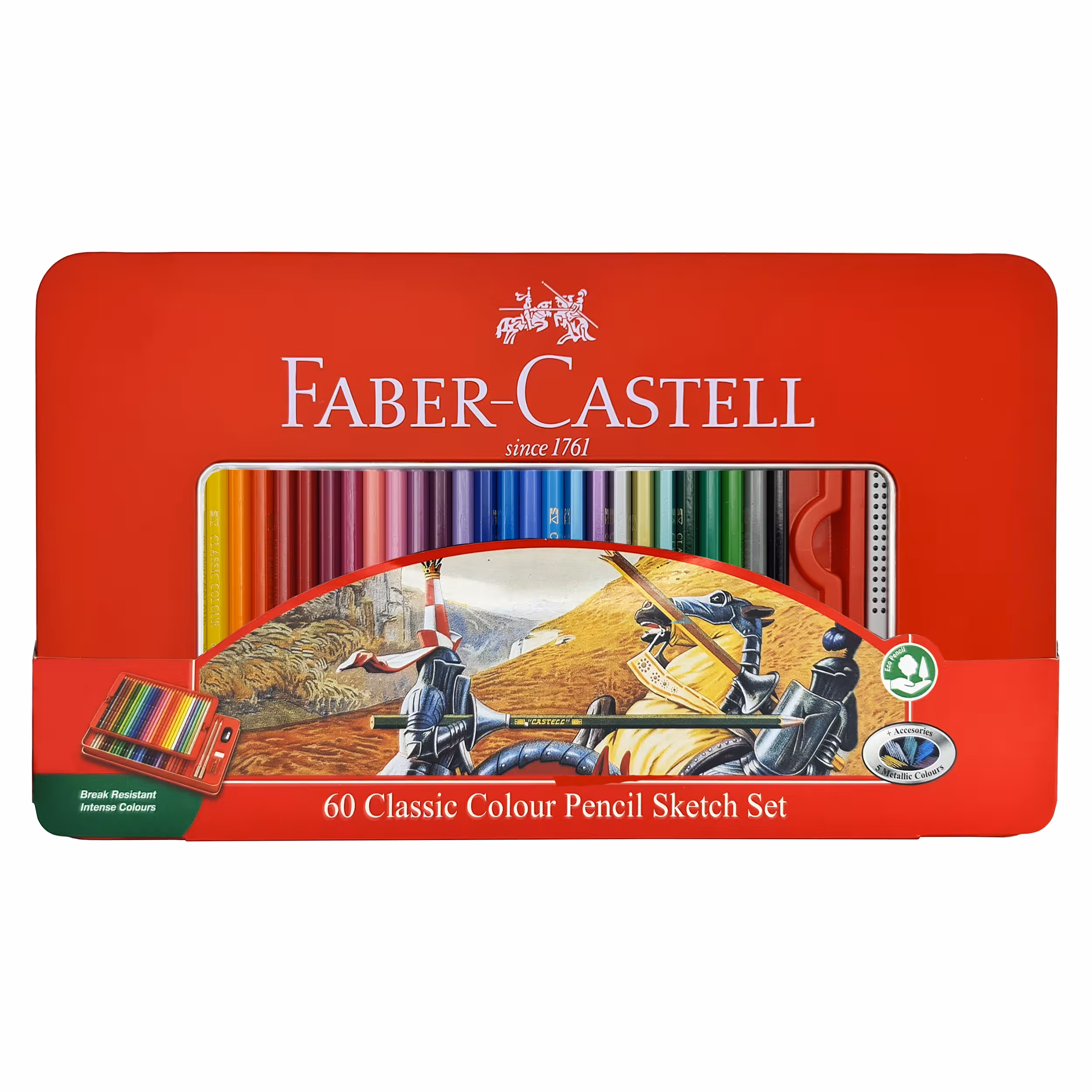 مداد رنگی 60 رنگ کلاسیک فابرکاستل جعبه فلزی