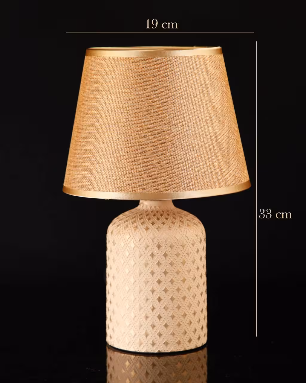 آباژور رومیزی کرم طلایی آسا