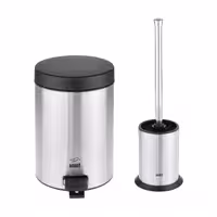 ست سطل زباله و فرچه 3 لیتر استیل مشکی درب فلزی بهازکالا کد 16154070
