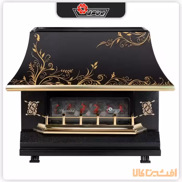 بخاری دودکش دار ایران شرق مدل 15000 (آذران CH150) طرح گلبرگ طلایی