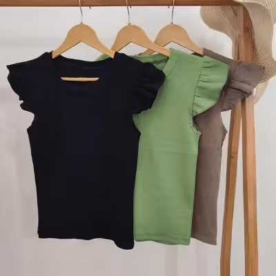 کراپ کبریتی آستین چین دار کراپ کبریتی کراپ دخترانه کراپ زنانه