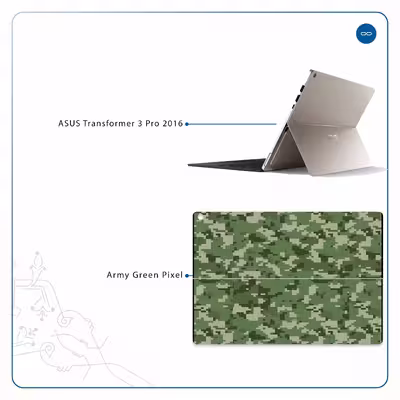 برچسب پوششی ماهوت مدل Army-Green-Pixel مناسب برای تبلت ایسوس Transformer 3 Pro 2016