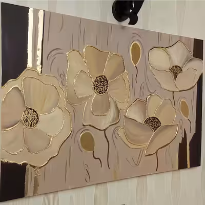 تابلو نقاشی ورق طلا طرح گل کد 0091  
