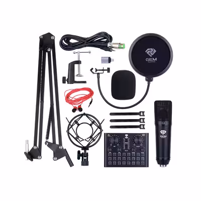 میکروفون استودیویی جِم آدیو مدل GA-800 به همراه کارت صدا V8Plus