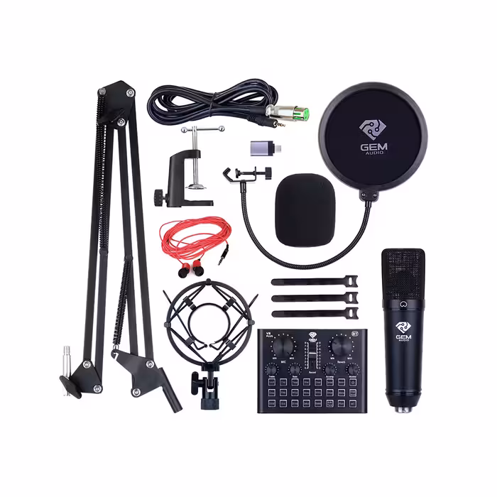 میکروفون استودیویی جِم آدیو مدل GA-800 به همراه کارت صدا V8Plus