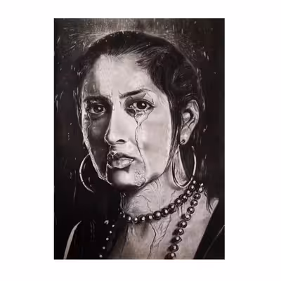 نقاشی سیاه قلم طرح باران مدل 1018