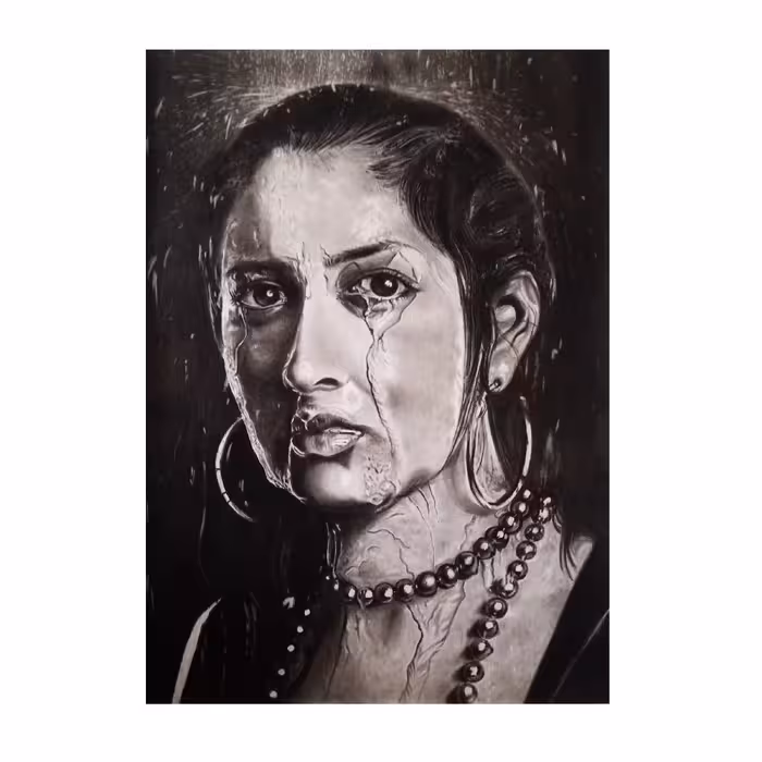 نقاشی سیاه قلم طرح باران مدل 1018