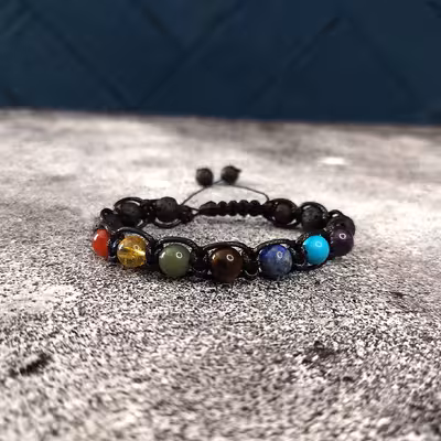 دستبند مدل هفت چاکرا با بافت چرمی66