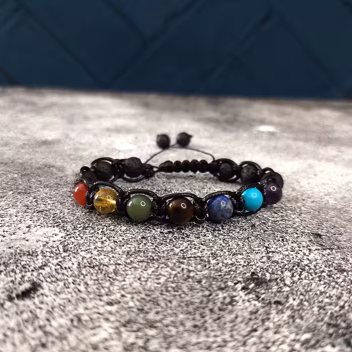 دستبند مدل هفت چاکرا با بافت چرمی66