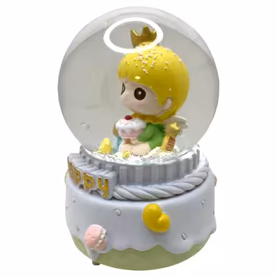 گوی موزیکال مدل HAPPY طرح دختر تاج به سر کد B387