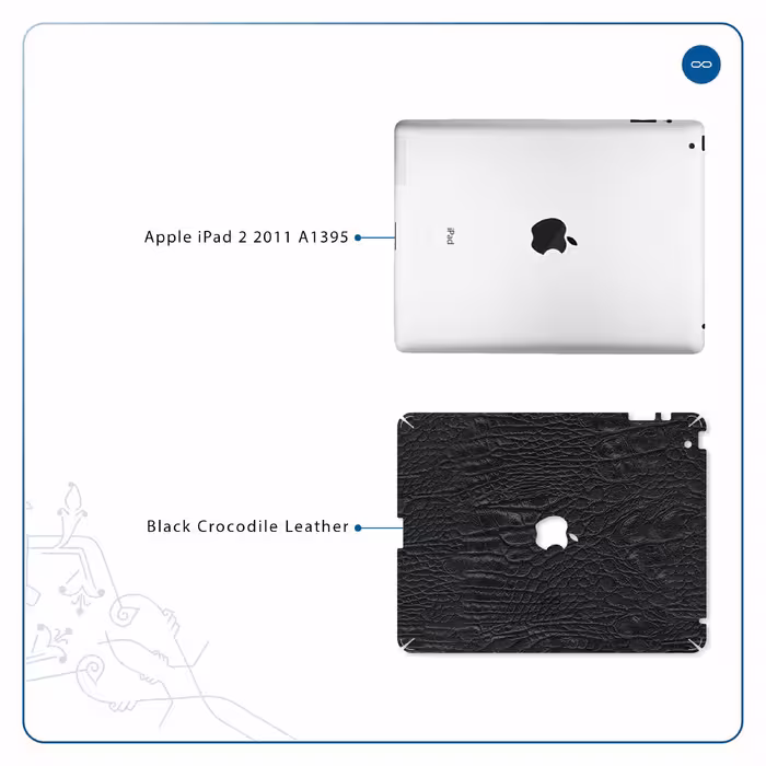 برچسب پوششی ماهوت مدل Black-Crocodile-Leather مناسب برای تبلت اپل iPad 2 2011 A1395