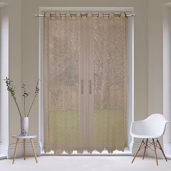 پرده نوین دکور سیاناو مدل تور دایره ای سایز 280 × 300 سانتی متر