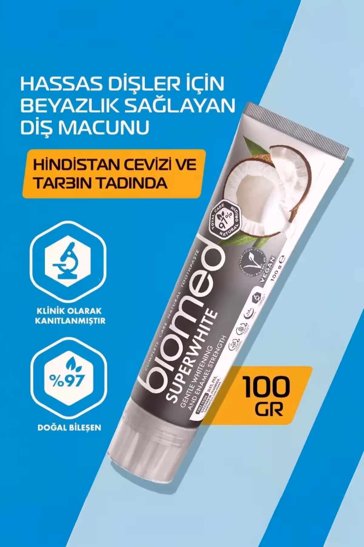 پودر دندان سوپر وایت (طبیعی، گیاهی، وگان و بدون فلوراید) 100 گرم - 8539