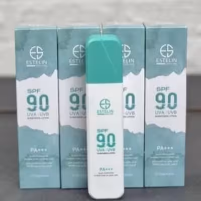 لوسیون ضد آفتاب آبرسان استلین SPF90 وزن 120 گرم اصل آبی رنگ