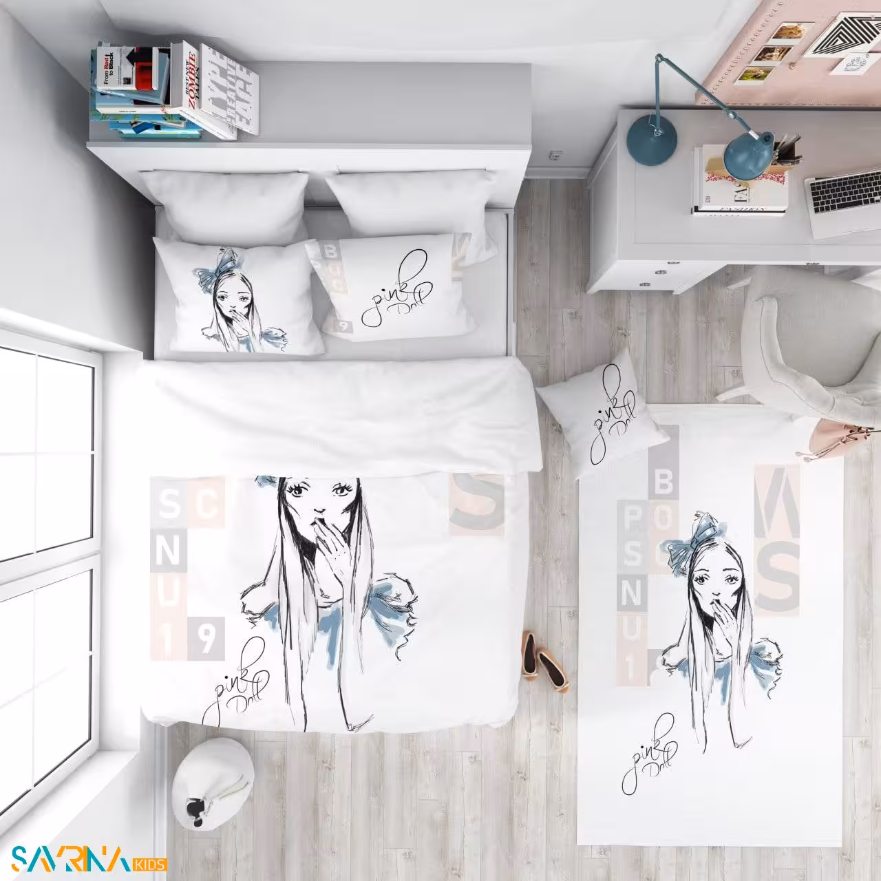سرویس روتختی طرح دختر مو بلند یک نفره کد A2757