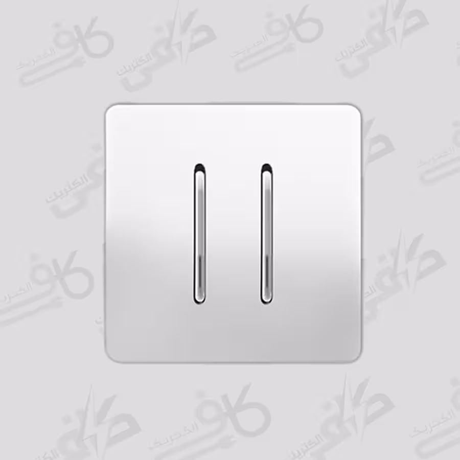 کلید و پریز آسیا | کلید دو پل کریستال سفید نقره ای اسیا