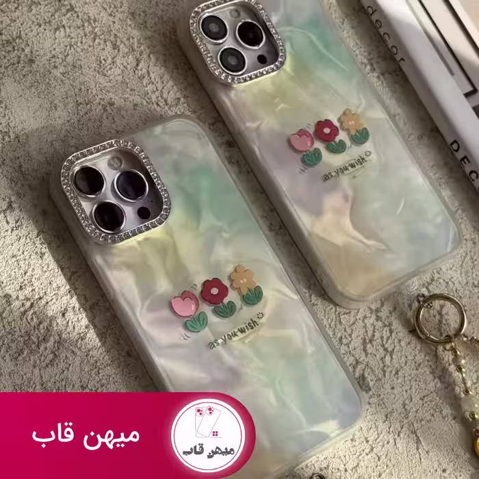 قاب موبایل آیفون سه گل سبز - کد (74535)
