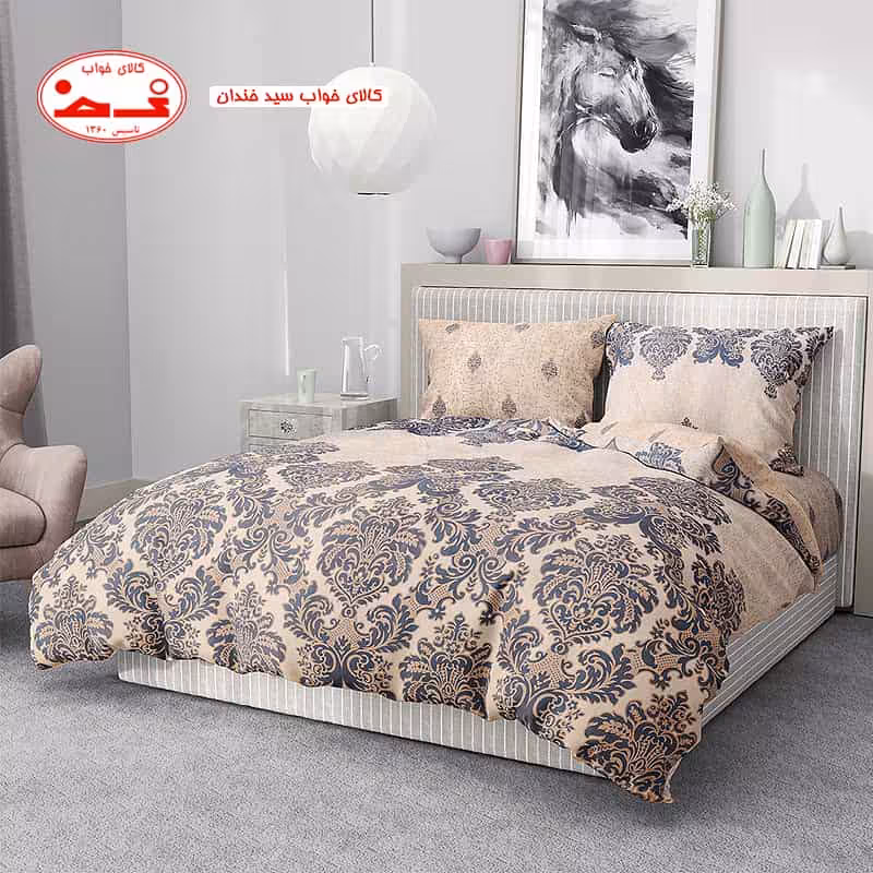 لحاف و روبالشی یک نفره ترنج سرمه ای