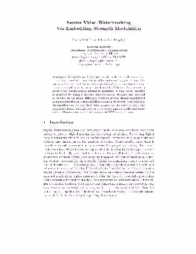 خرید و دانلود نسخه کامل کتاب Secure Video Watermarking Via Embedding Strength Modulation