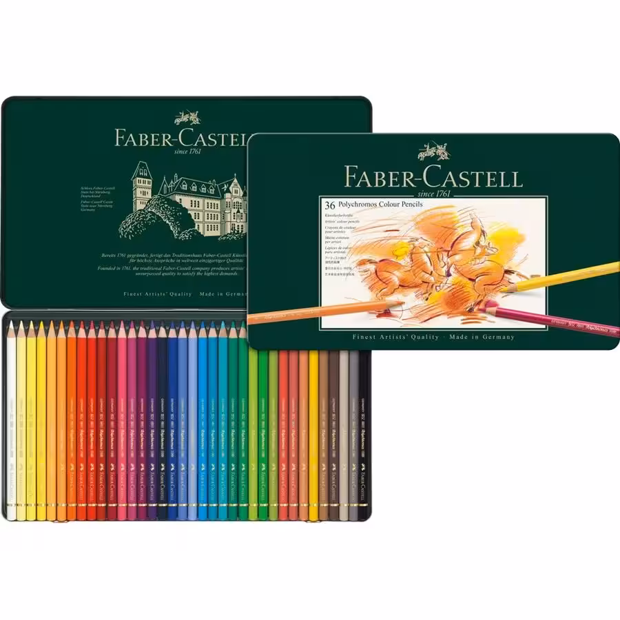 فابرکاستل مداد رنگی پلی کروموس 36 رنگ جعبه فلزی FABER-CASTELL Polychromos Colors Pencil 110036