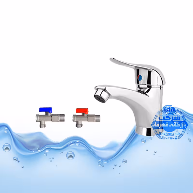 ست 3 عددی شیر روشویی کروم براق مدل قهرمان به همراه شیر پیسوار | شیرآلات برند آیدا صنعت