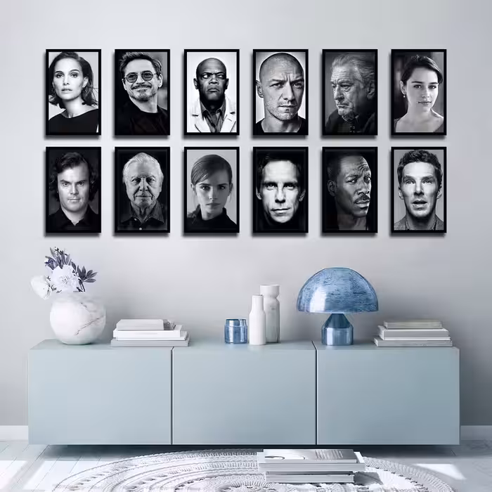 تابلو بکلیت طرح مشاهیر سینمای جهان مدل B-1793 مجموعه 12 عددی | دنیای قاب