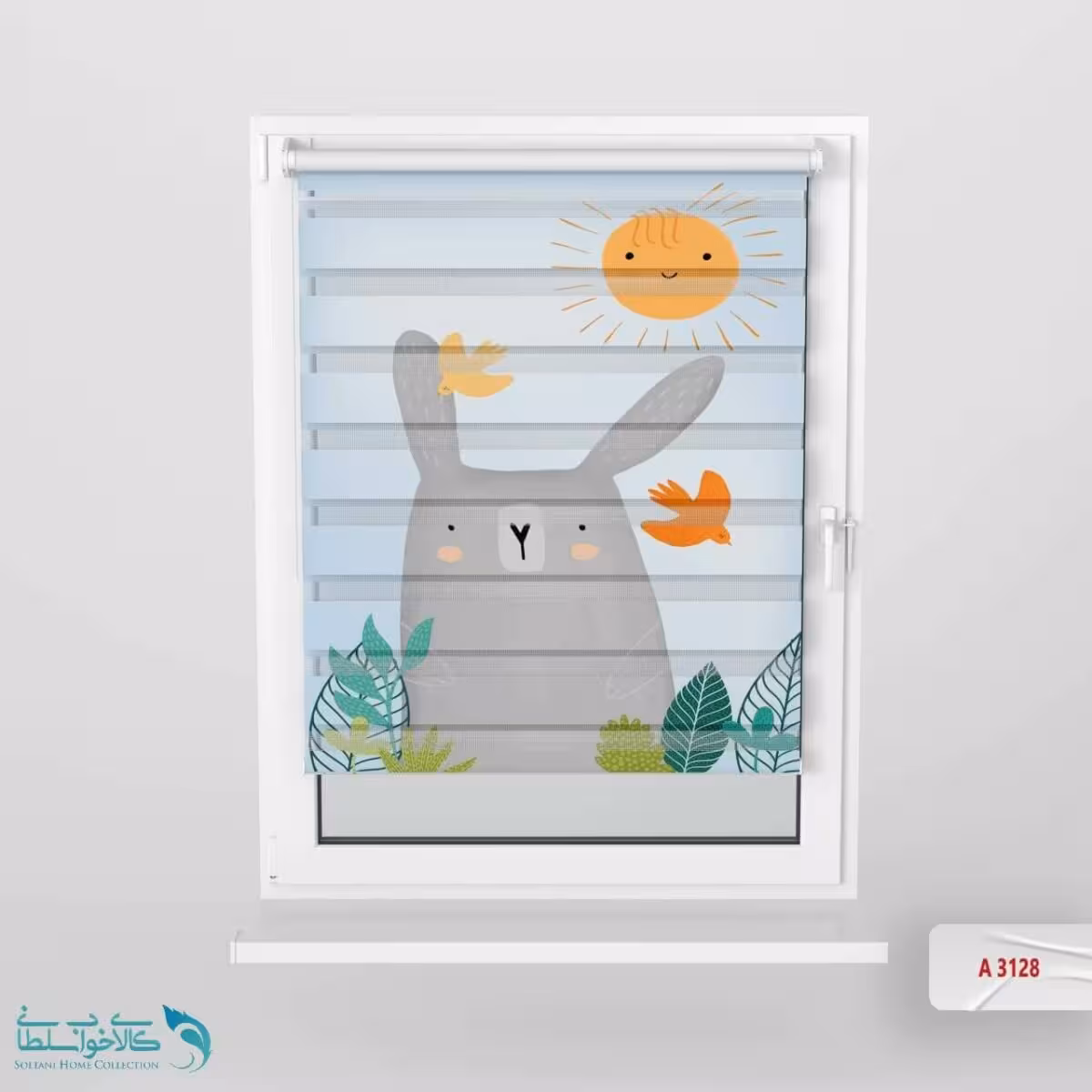 پرده زبرا اتاق کودک طرح خرگوش کد A3128