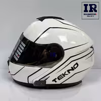 کلاه کاسکت بلوتوث دار فک متحرک تکنو Tekno - سفید مشکی براق   T6