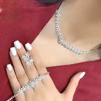 سرویس مجلل نقره جواهری زنانه کد 60527
