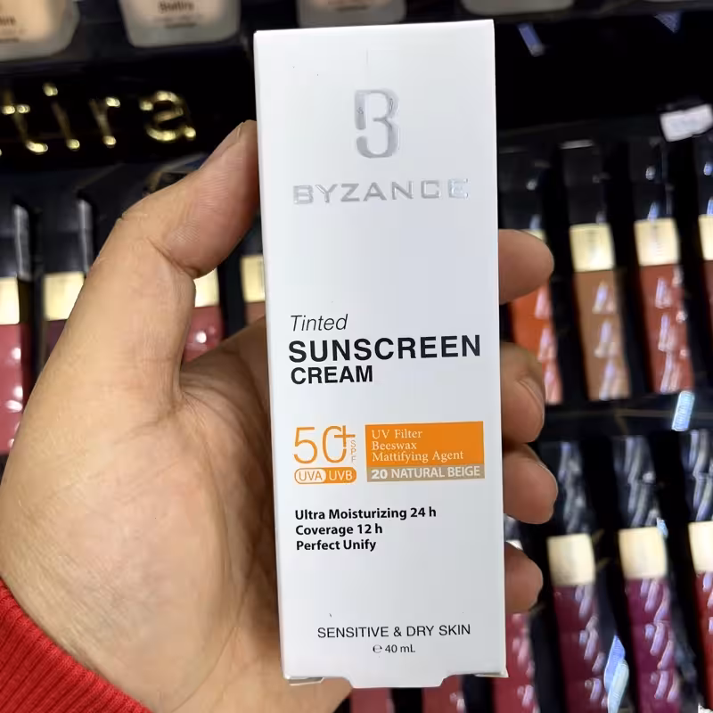 20 خشک ضد افتاب رنگی بیزانس تحت لیسانس فرانسهSpf 50Natural beige (20)پوست حساس و خشکماندگاری 12 ساعته بصورت مات روی پوست | amazonchi