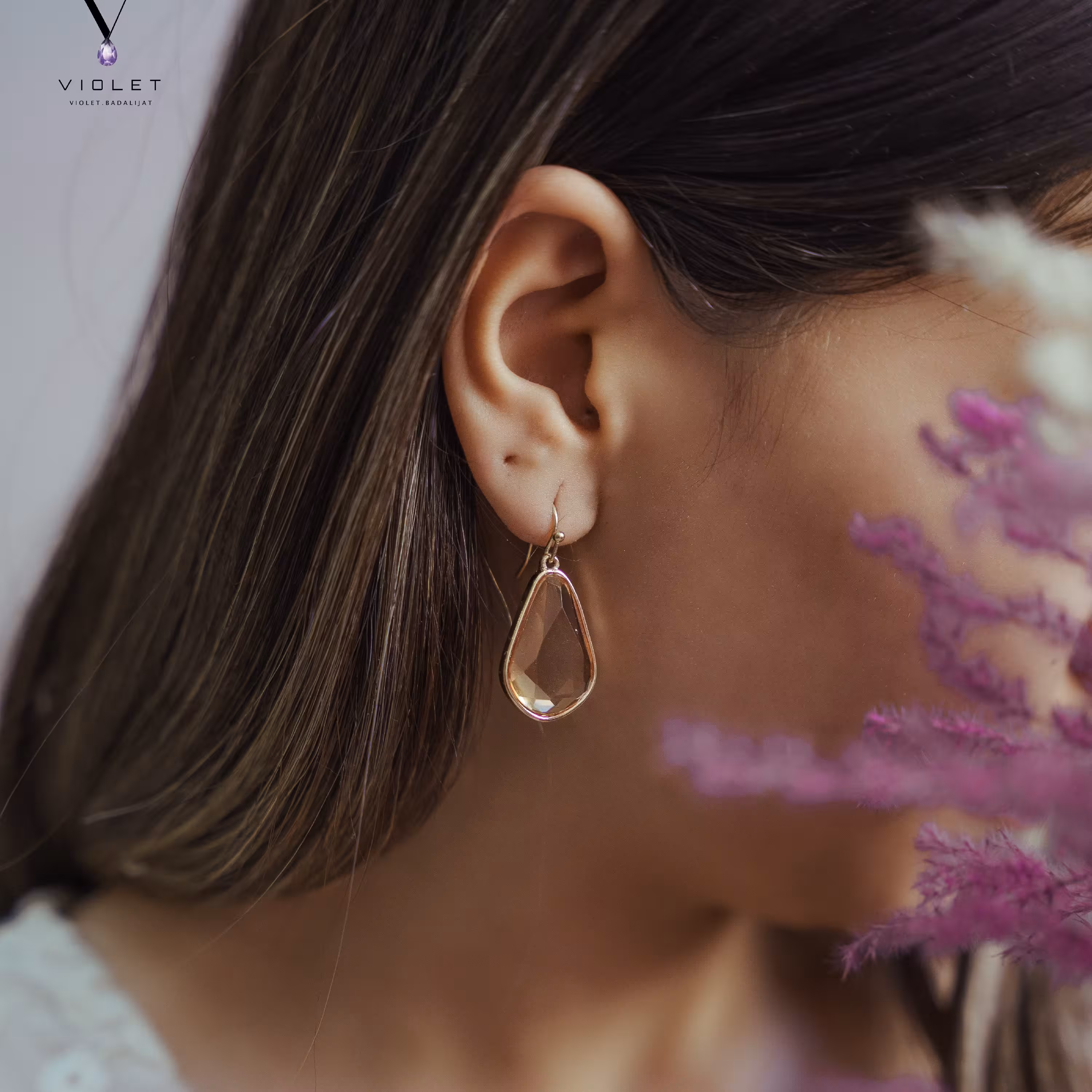 گوشواره آویز  شیشه ای شفاف    استیل زنانه مجلسی  دخترانه