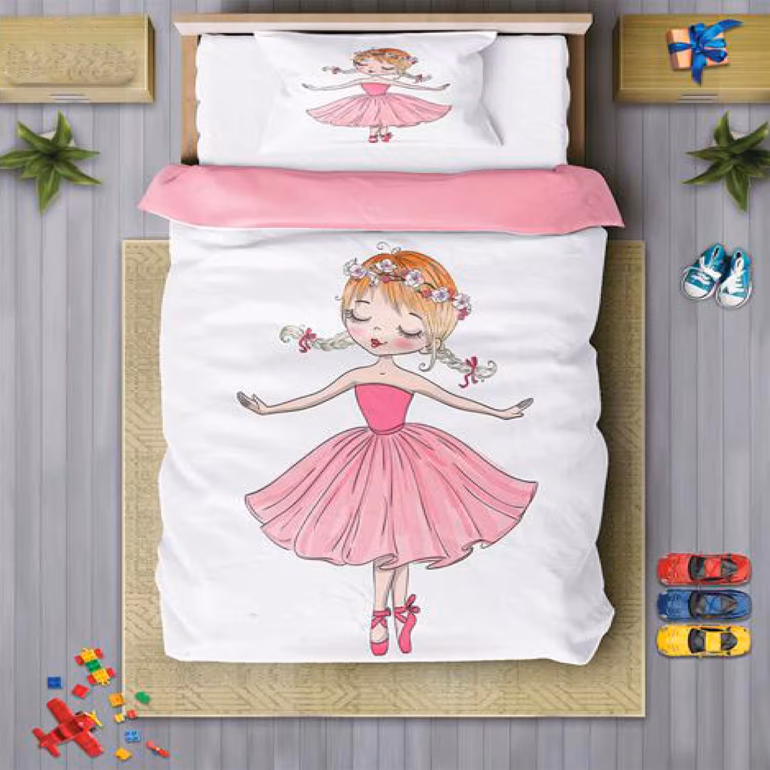 سرویس روتختی دخترانه چیداری مدل 7174 یک نفره چهار تکه