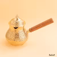 قهوه جوش برنجی طلایی در دار مدل شبنم سایز 3