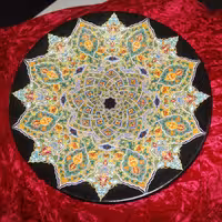 بشقاب سفالی دیوار کوب طرح تذهیب گل