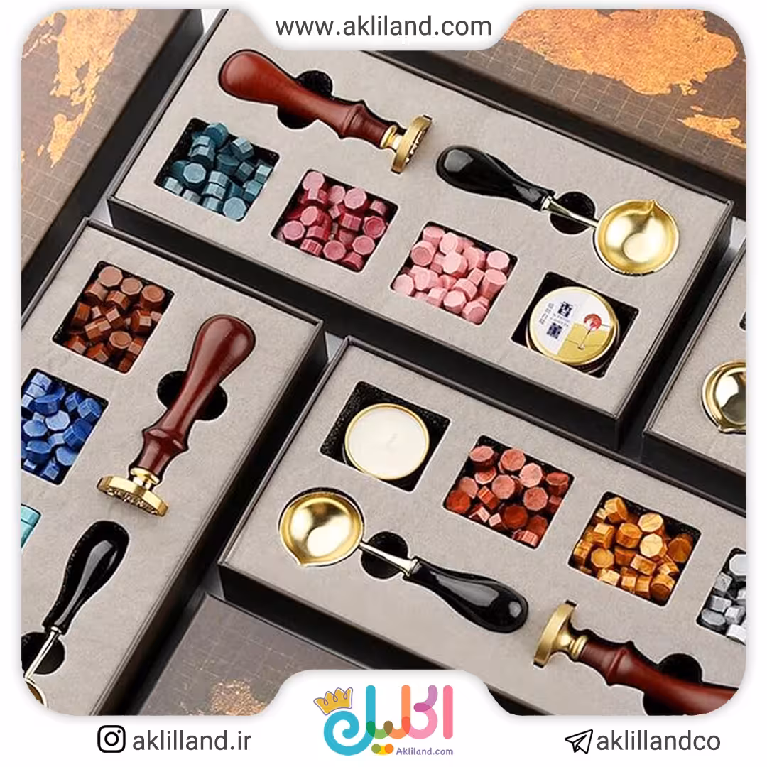 ست قاشقک و مهر و موم لاکچری (مدل مهر رندوم)