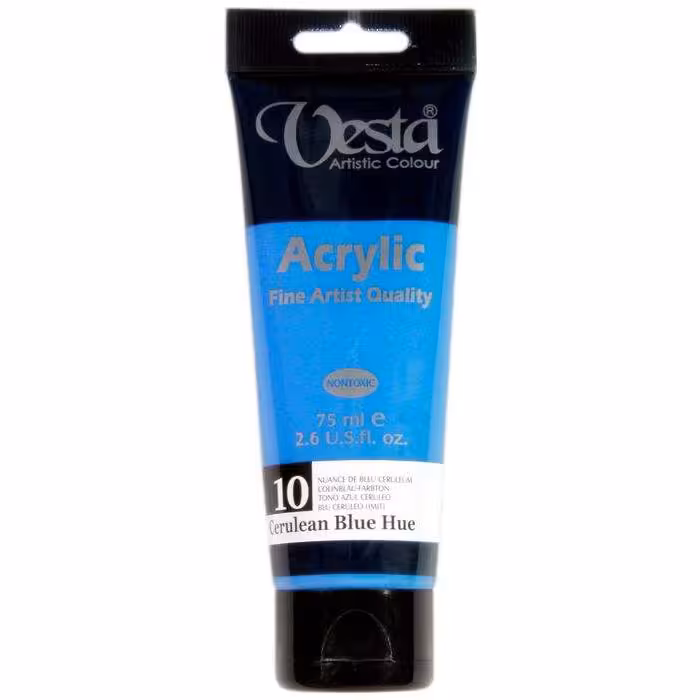 رنگ اکریلیک وستا آبی روشن مدل 10 Cerulean Blue Hue